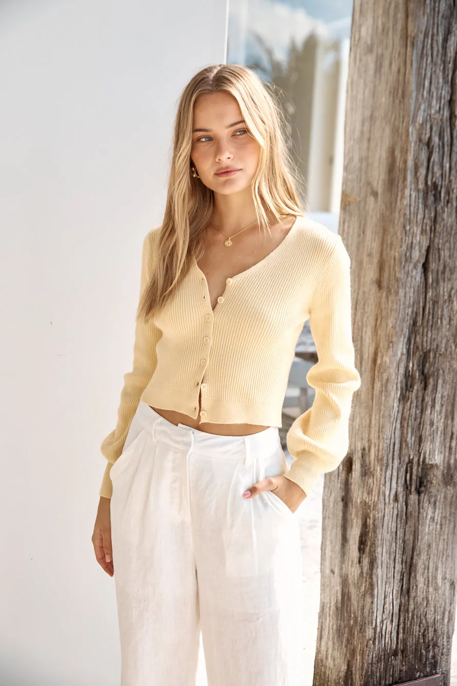 Chilly Days Ribbed Cardigan Top Yellow sold by Fortunate One