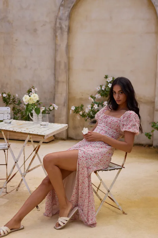 Luminous Dreams Floral Maxi Dress Pink sold by Fortunate One