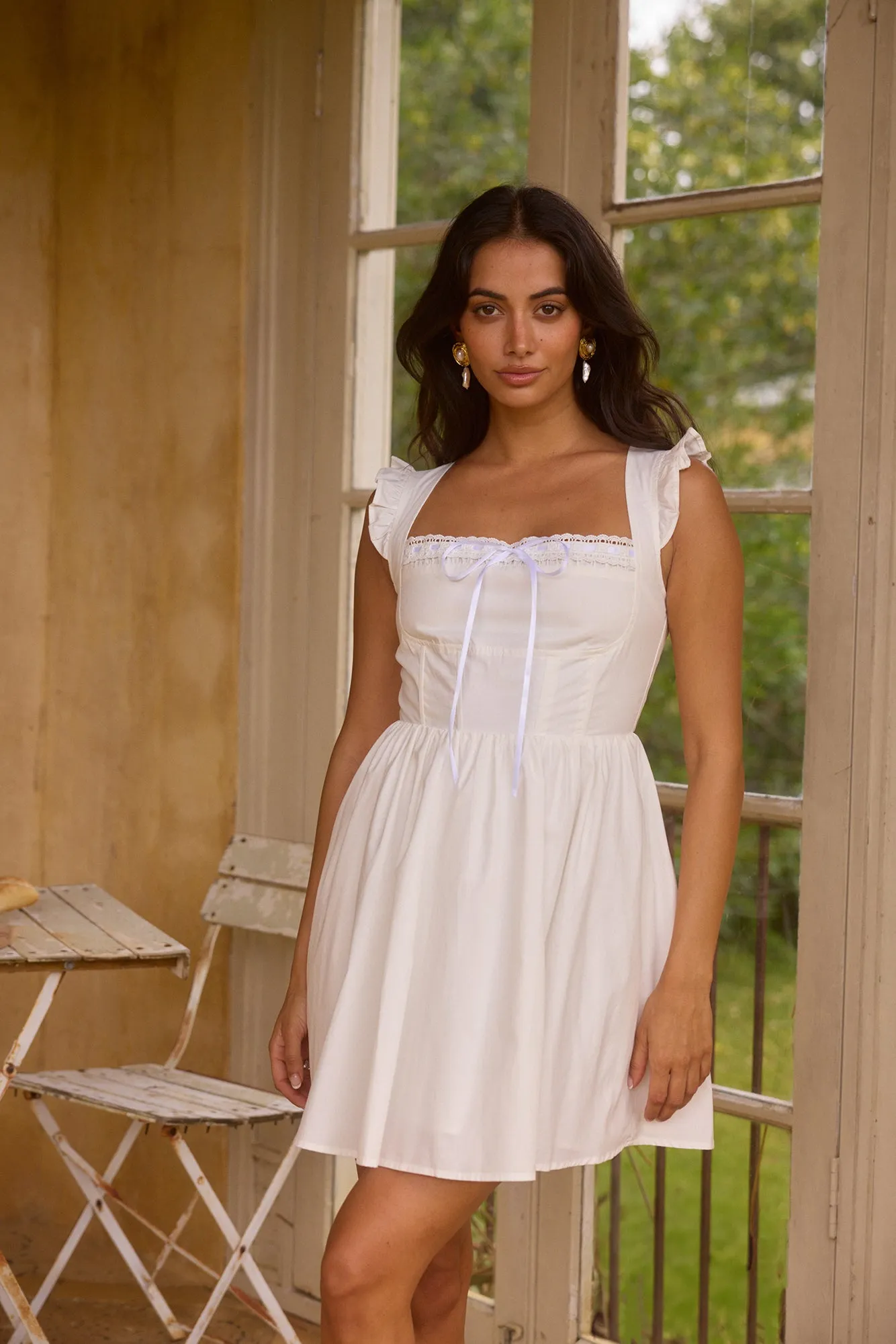 Moonflower Melodies Mini Dress White sold by Fortunate One product image thumbnail 5