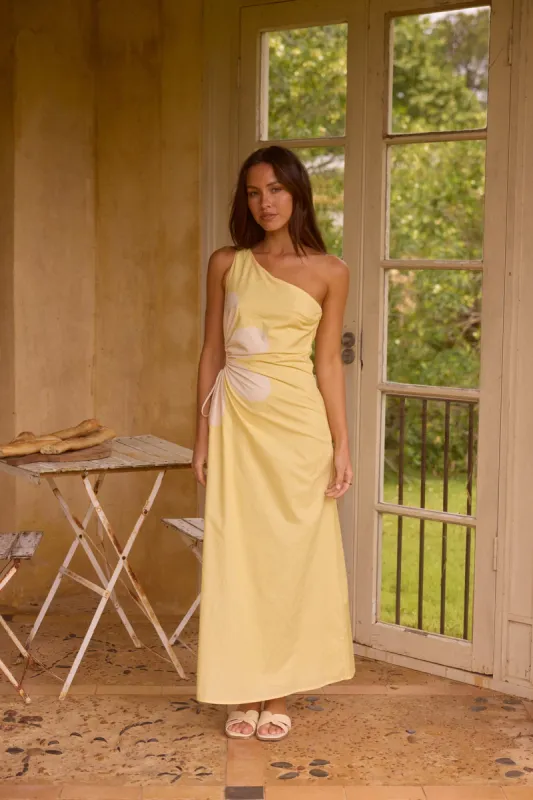 Pina Colada One Shoulder Maxi Dress sold by Fortunate One