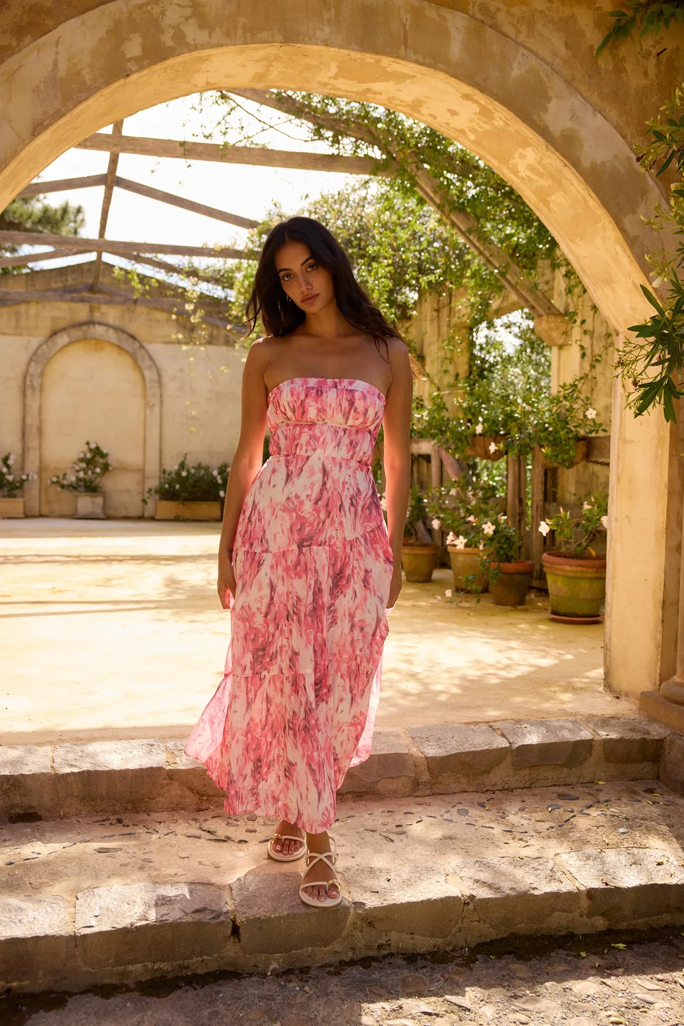 Floral Dreams Strapless Maxi Dress Pink sold by Fortunate One product image thumbnail 5