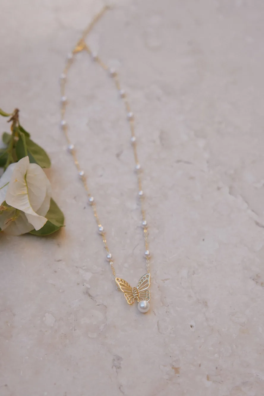 18K Gold Plated Butterfly Detail Necklace Gold sold by Fortunate One