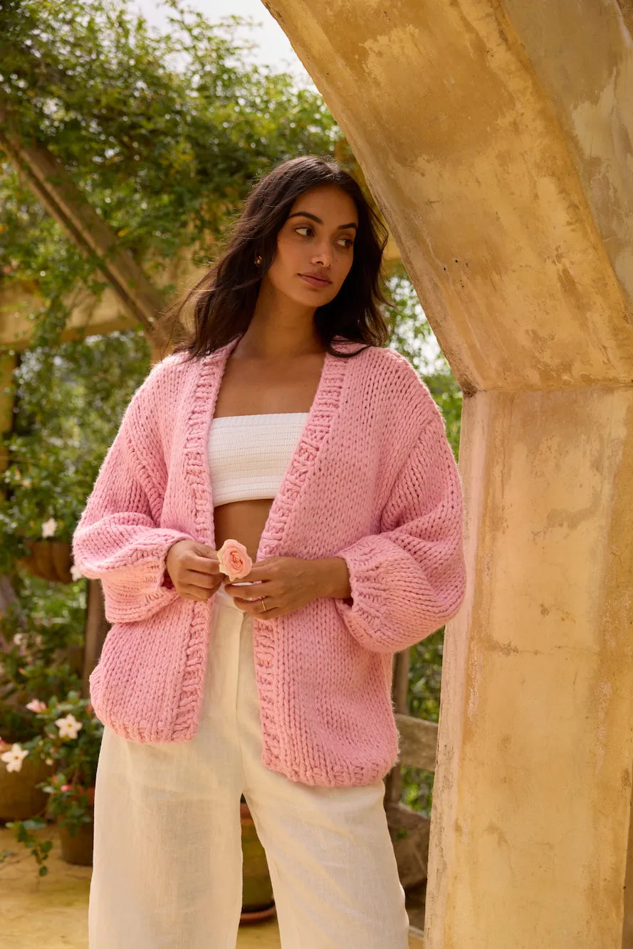 Sherbert Knit Cardigan Pink sold by Fortunate One