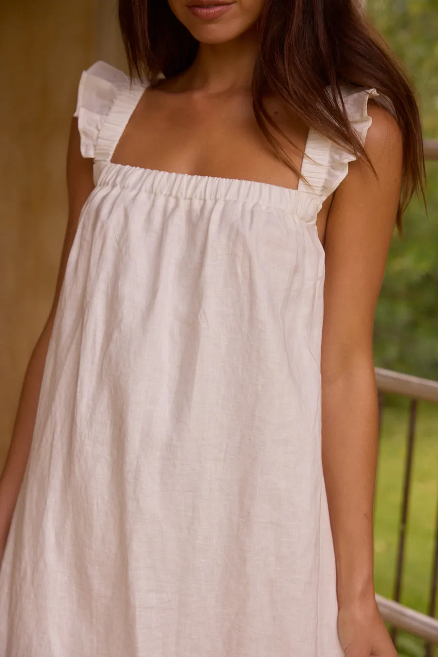 Lily 100% Linen Maxi Dress White sold by Fortunate One product image thumbnail 3