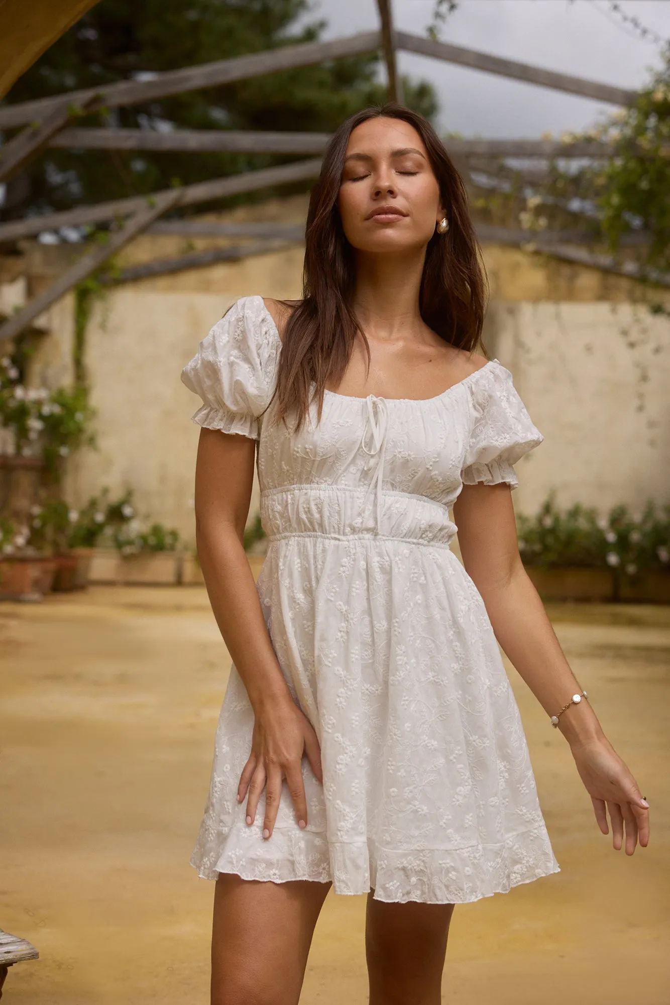 Lullaby of Lilies Mini Dress White sold by Fortunate One