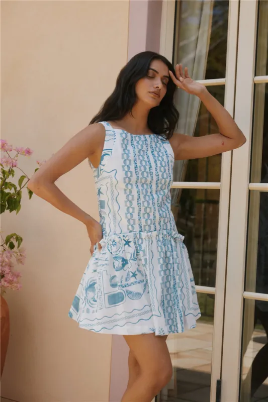 Opal Skies Mini Dress Blue sold by Fortunate One
