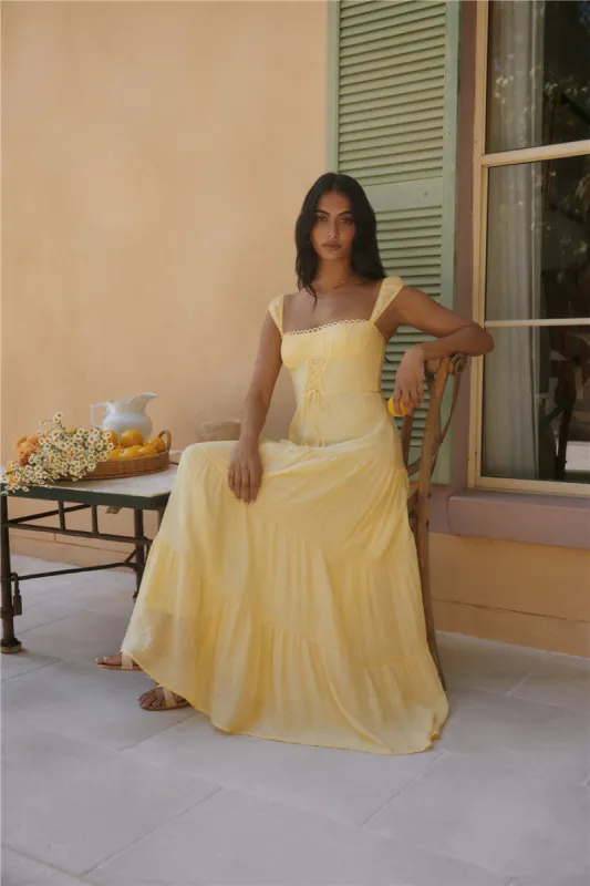 Crystal Waters Maxi Dress Yellow sold by Fortunate One