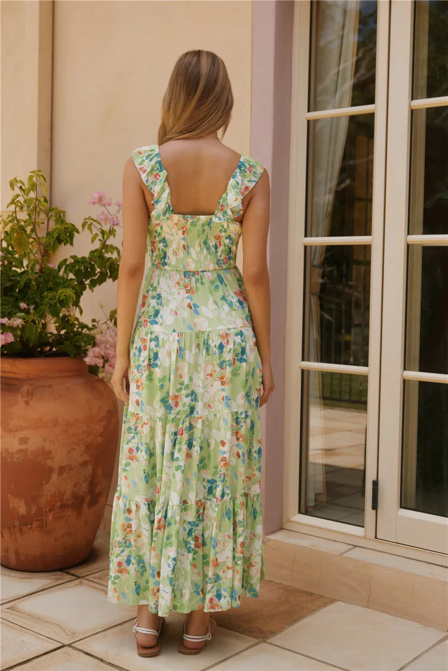 Softly Blooming Maxi Dress Green sold by Fortunate One product image thumbnail 2