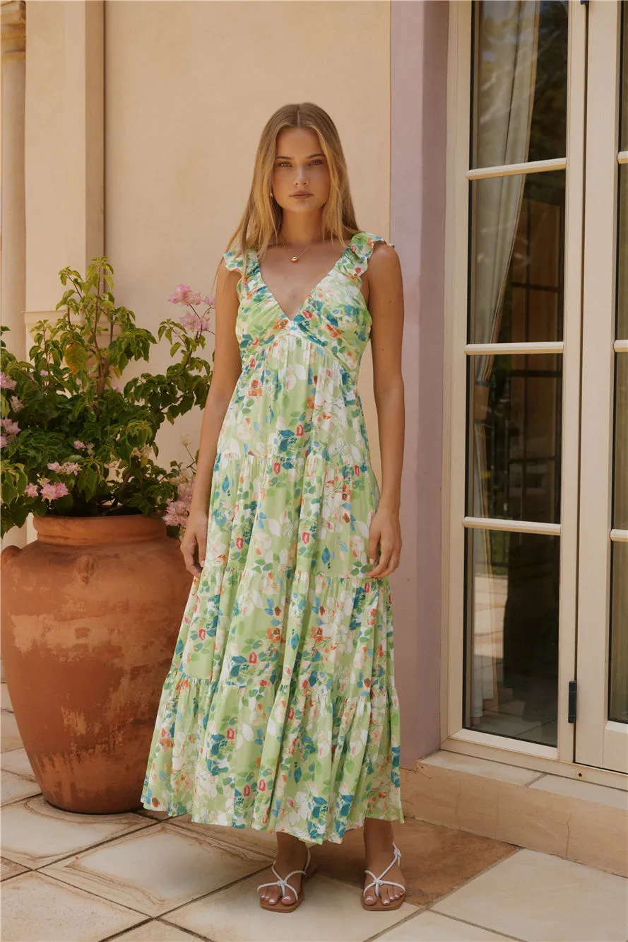 Softly Blooming Maxi Dress Green sold by Fortunate One product image thumbnail 3