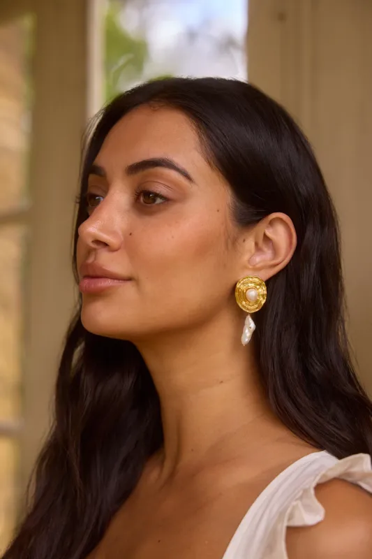 18K Gold Plated Ripple Effect Earrings Gold sold by Fortunate One