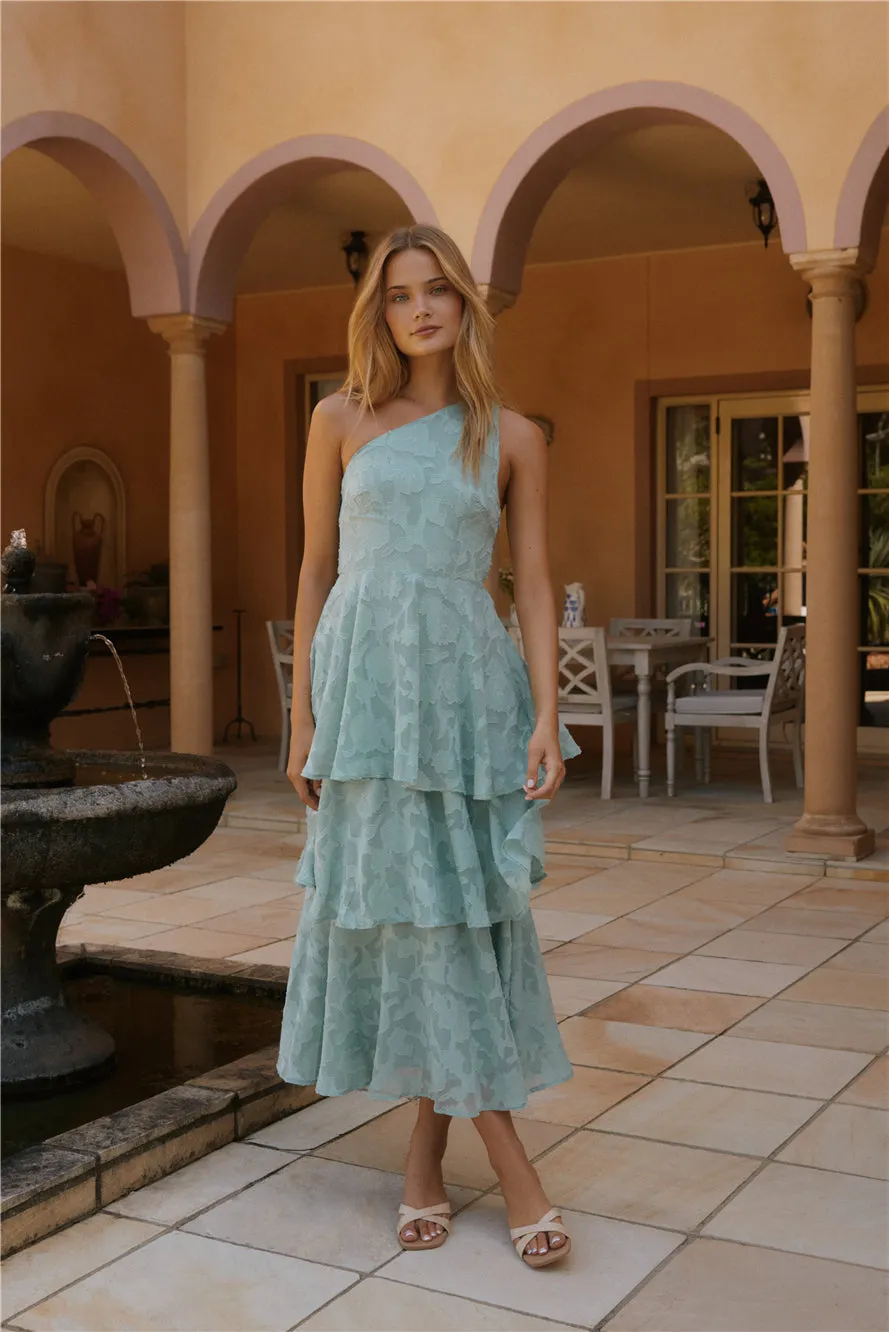 Ocean Nights One-Shoulder Maxi Dress Sage sold by Fortunate One