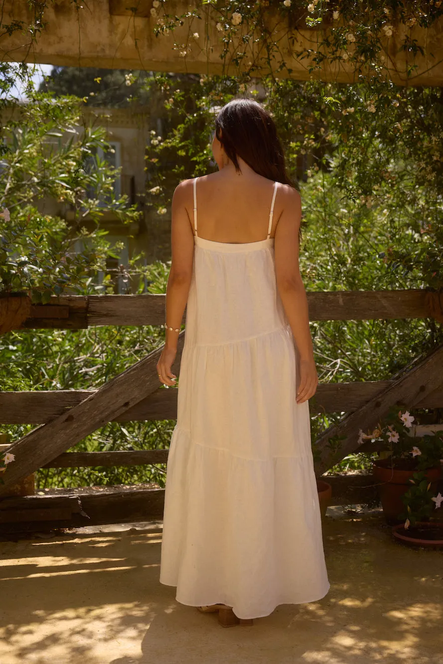 Liliana 100% Linen Maxi Dress White sold by Fortunate One product image thumbnail 2