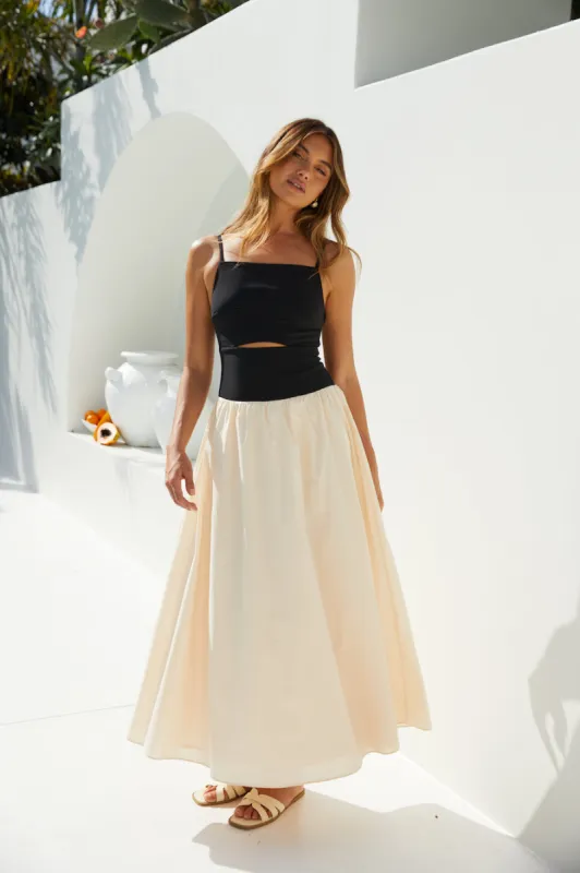 Pippa Maxi Dress Cream Black sold by Fortunate One