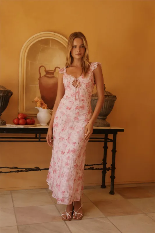 Rose Petal Reverie Midi Dress Pink sold by Fortunate One