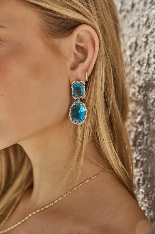 18k Gold Plated Sapphire Love Earrings Gold sold by Fortunate One