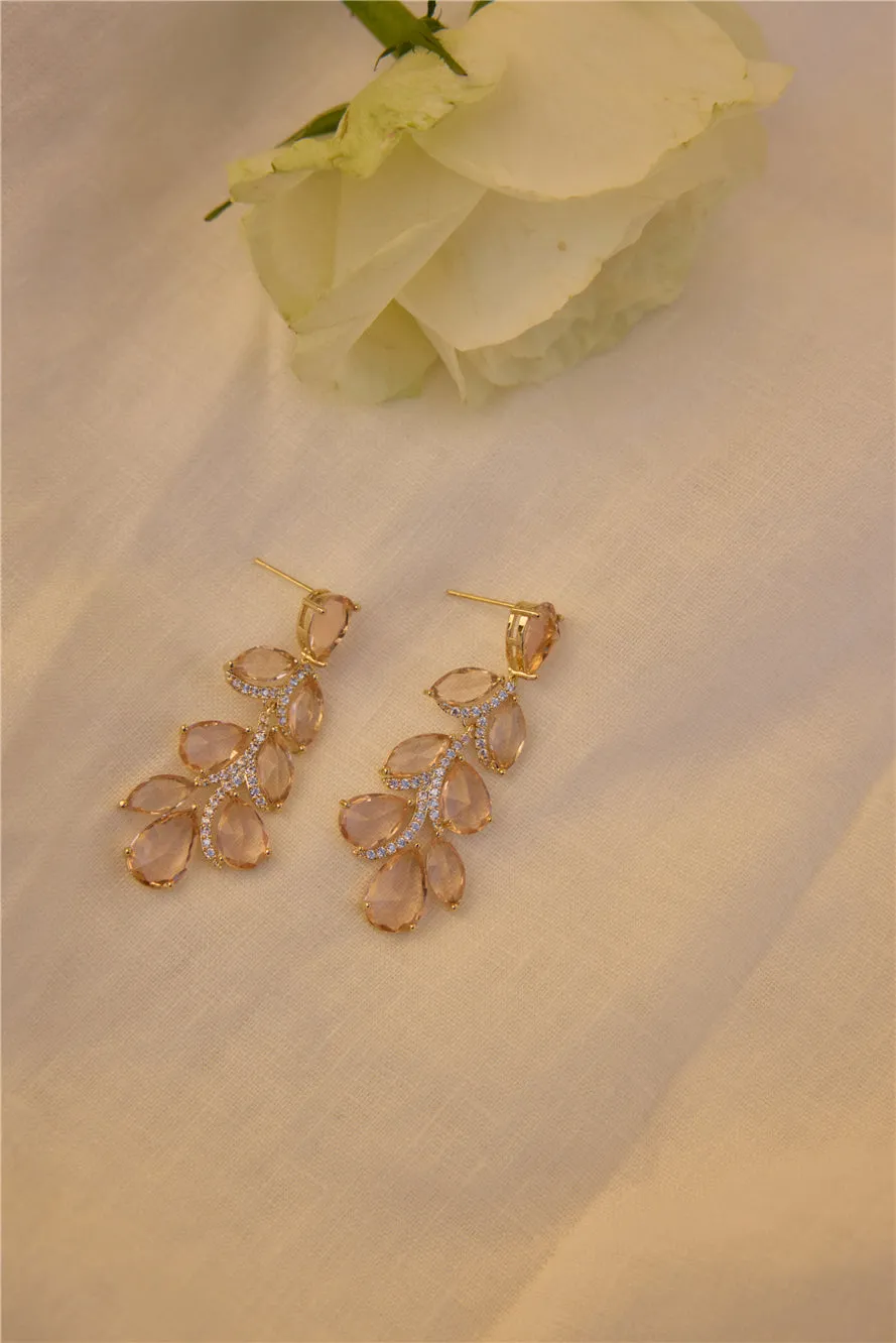 18K Gold Plated Quartz Gems Earrings Gold sold by Fortunate One product image thumbnail 2