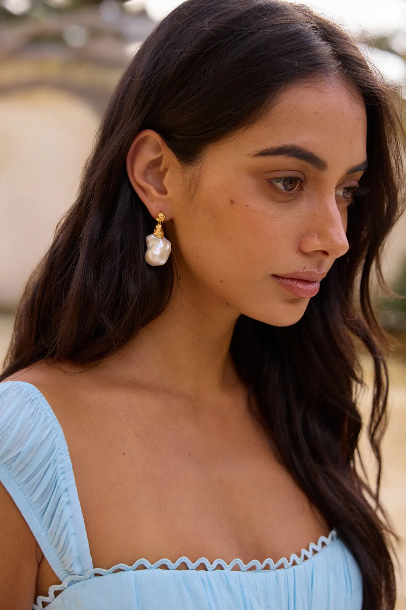 18K Gold Plated Precious Pearls Earrings Gold sold by Fortunate One product image thumbnail 4