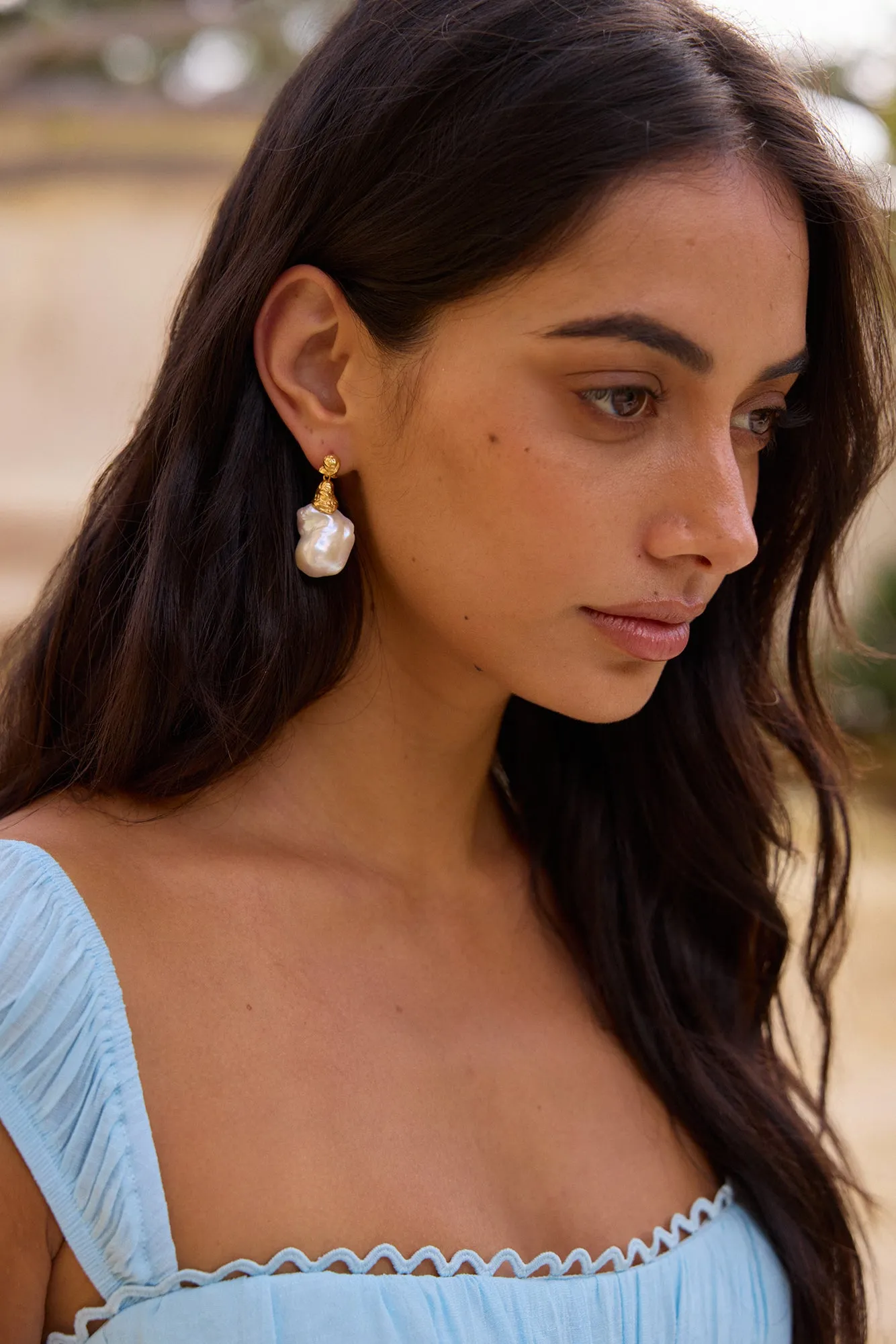 18K Gold Plated Precious Pearls Earrings Gold sold by Fortunate One