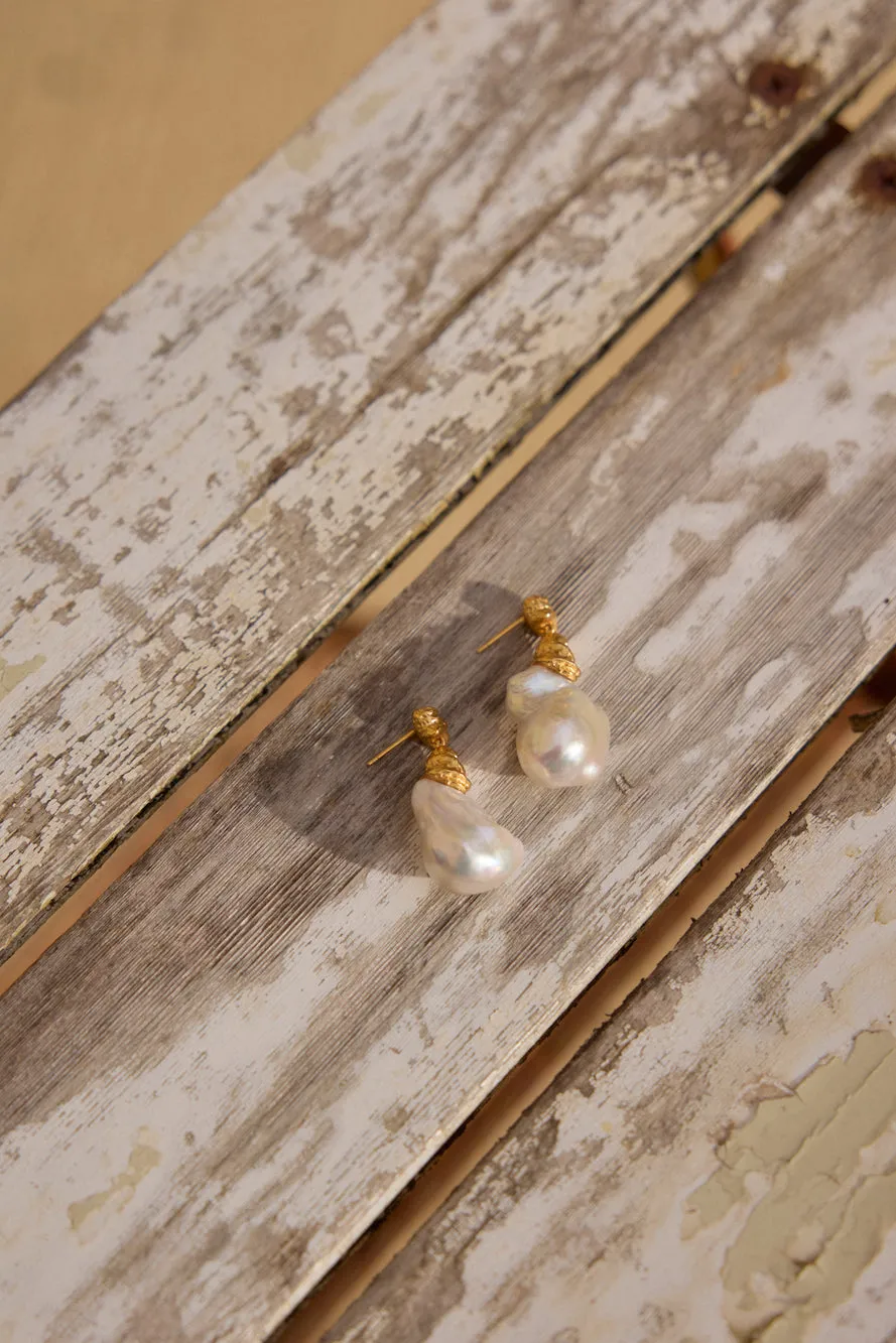 18K Gold Plated Precious Pearls Earrings Gold sold by Fortunate One product image thumbnail 2