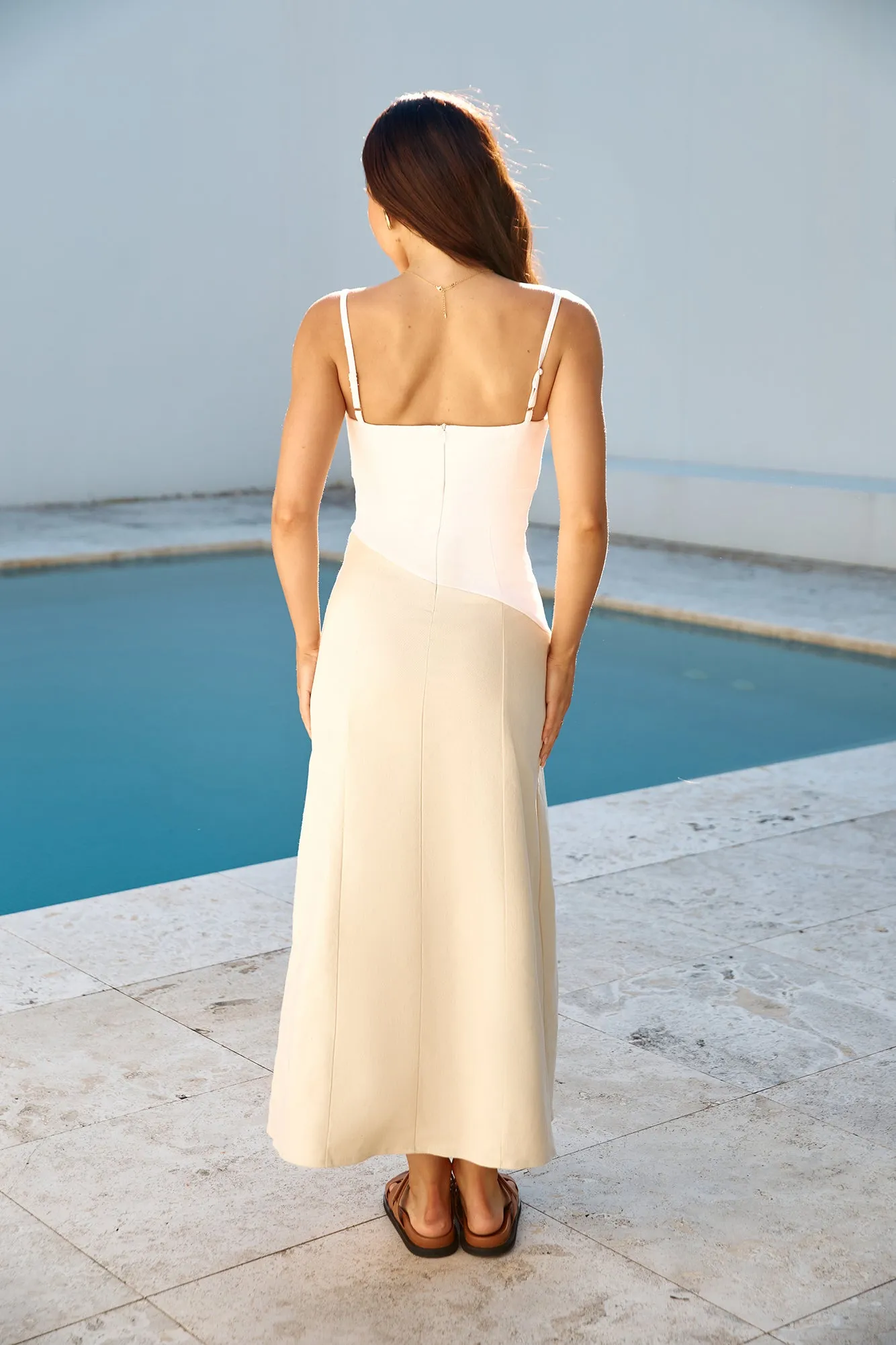 Brunch Date Midi Dress Beige sold by Fortunate One product image thumbnail 2