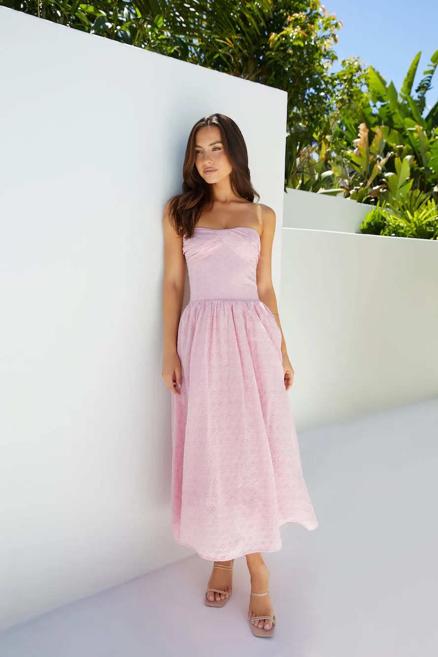 Mimi Moments Strapless Maxi Dress Pink sold by Fortunate One