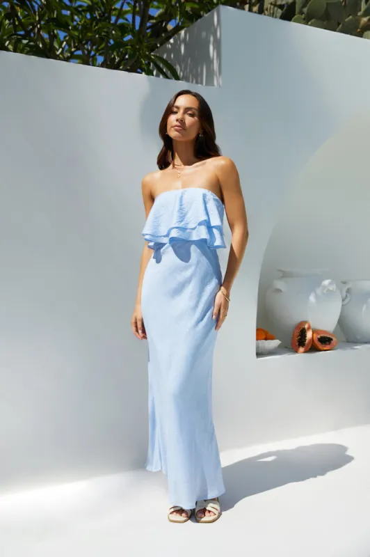 Luna Cascade Strapless Maxi Dress sold by Fortunate One