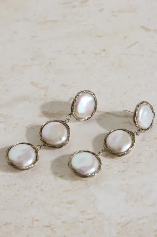 18K Gold Plated Precious Pearls Earrings Silver sold by Fortunate One