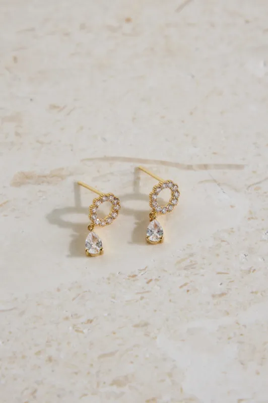 18K Gold Plated Crystal Moon Earrings Gold sold by Fortunate One