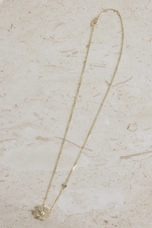 18k Gold Plated Flower Necklace Gold sold by Fortunate One