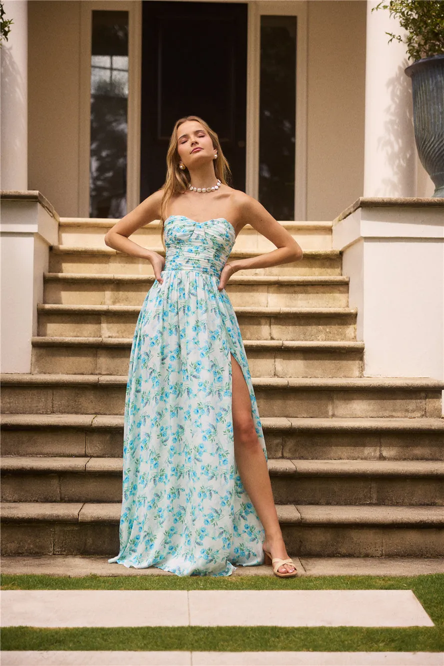 Dainty Events Strapless Maxi Dress Blue sold by Fortunate One