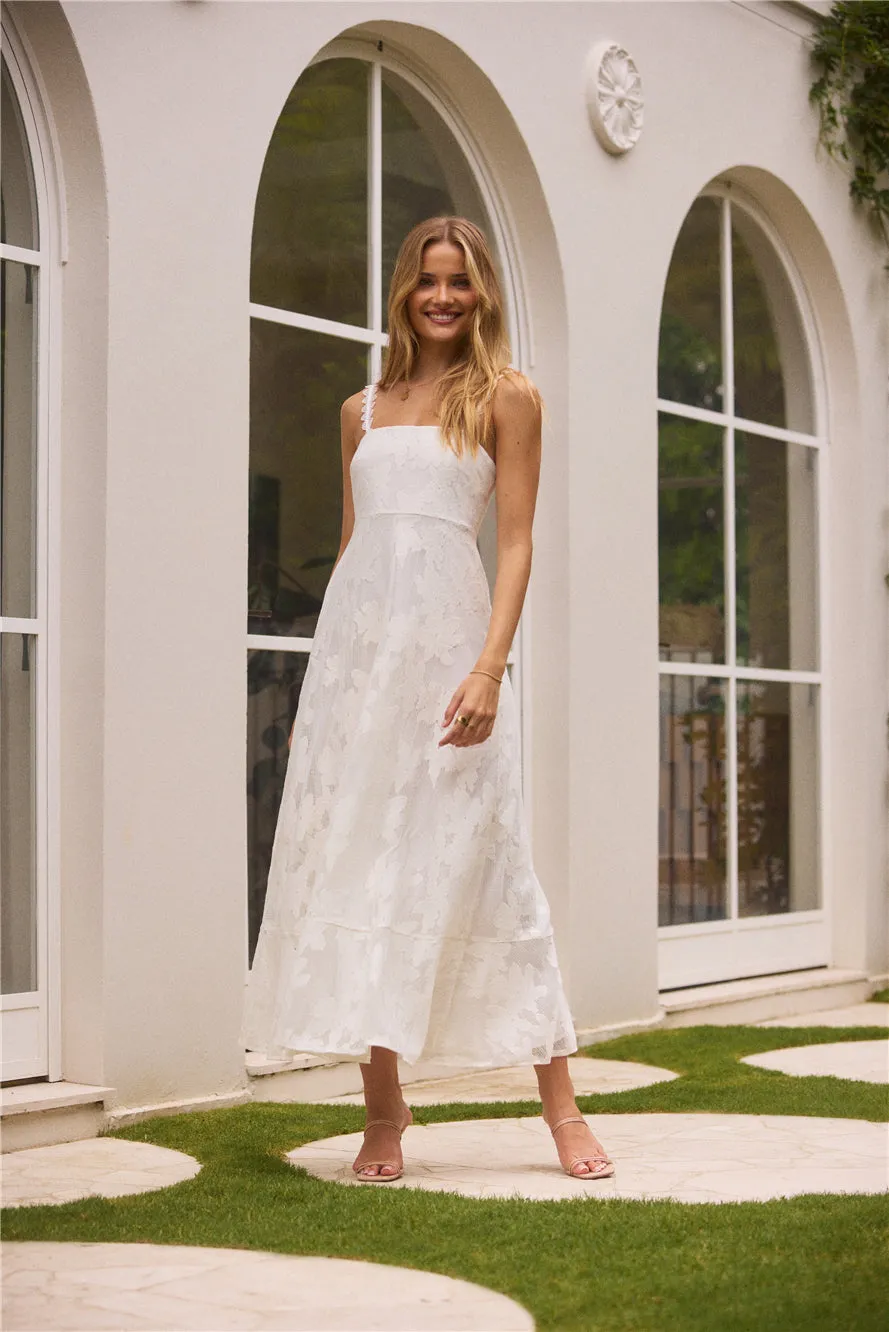 Garden Romance Midi Dress White sold by Fortunate One