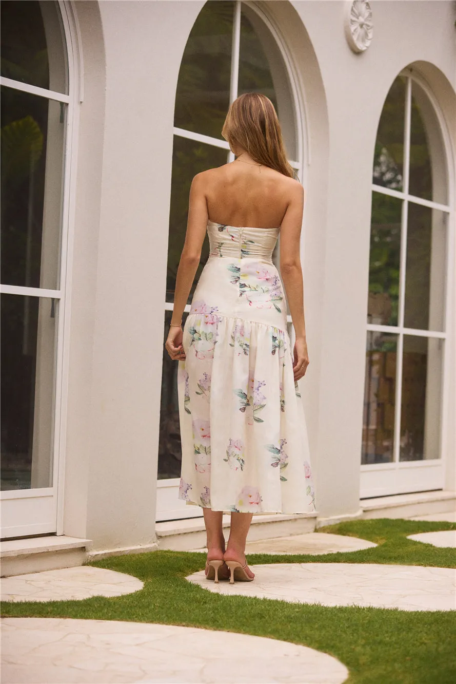 Enchanted Elegance Strapless Maxi Dress in Butter sold by Fortunate One product image thumbnail 2