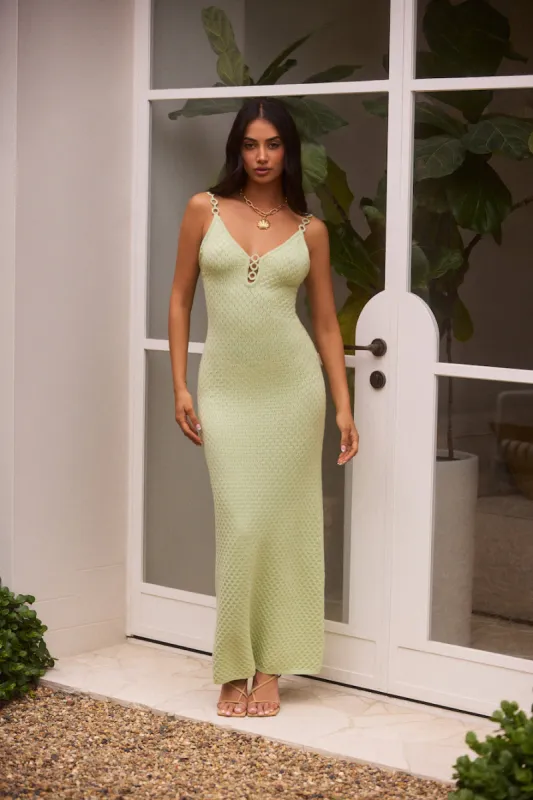 Sea Shimmer Maxi Dress Lime sold by Fortunate One