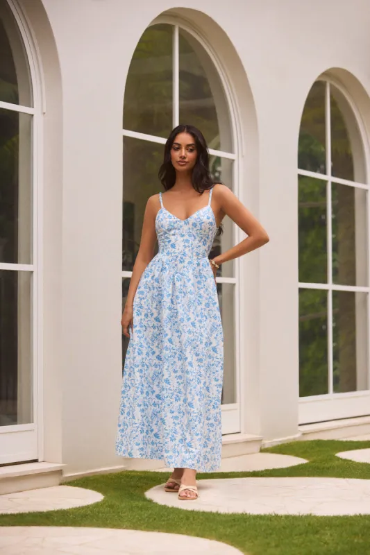 Painted Skies Maxi Dress Blue sold by Fortunate One