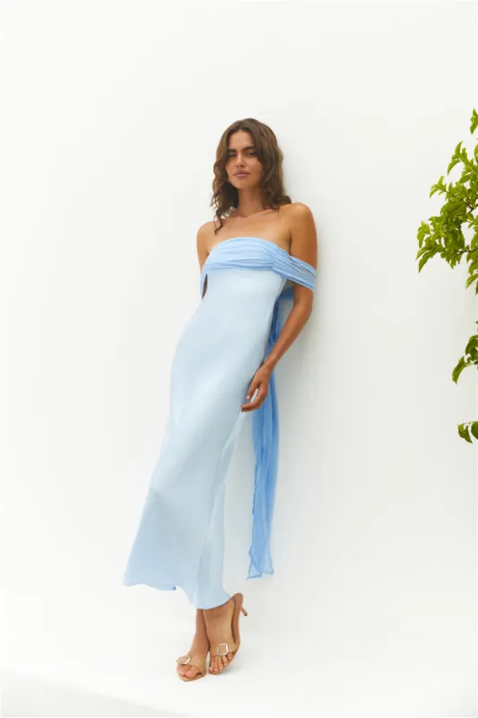 Cleo Cove Strapless Maxi Dress Blue sold by Fortunate One