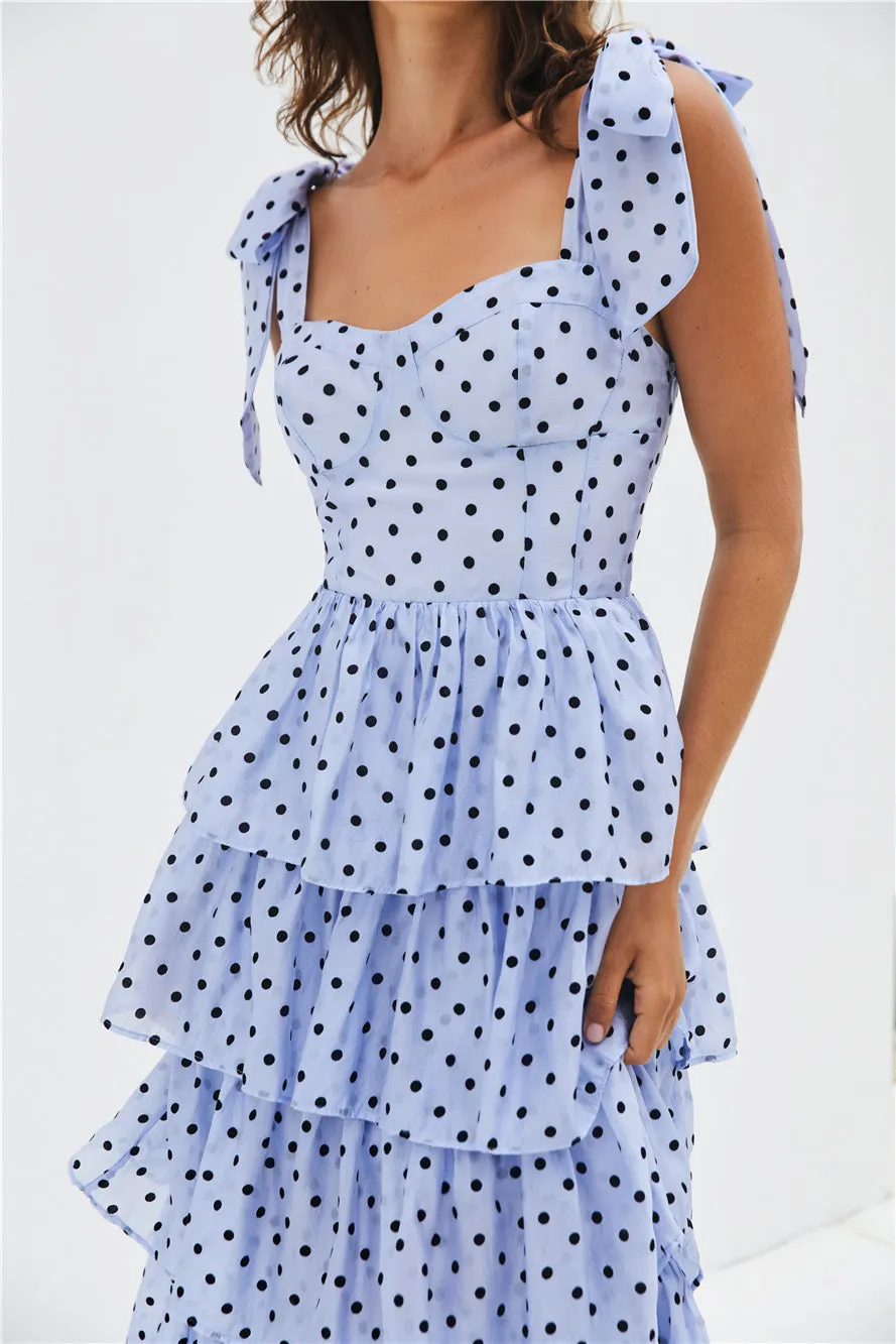 Mediterranean Muse Tiered Midi Dress Blue sold by Fortunate One product image thumbnail 4