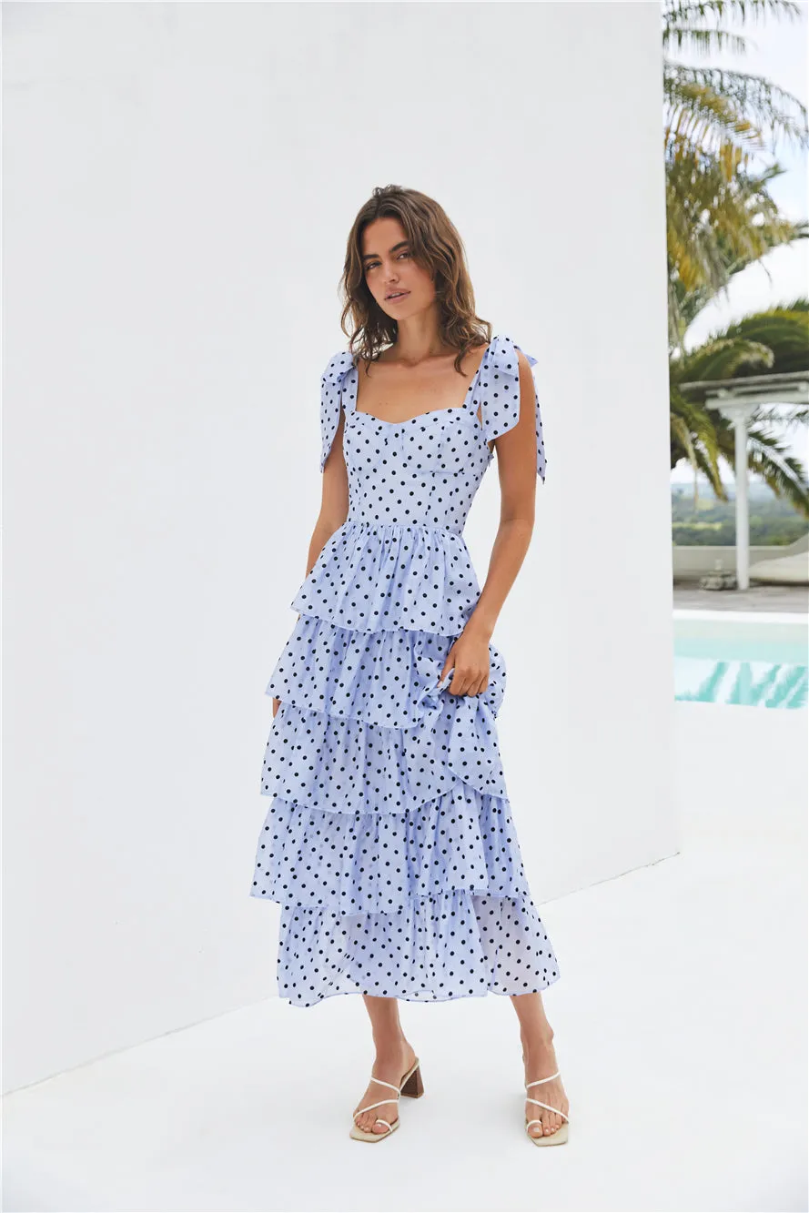 Mediterranean Muse Tiered Midi Dress Blue sold by Fortunate One product image thumbnail 5