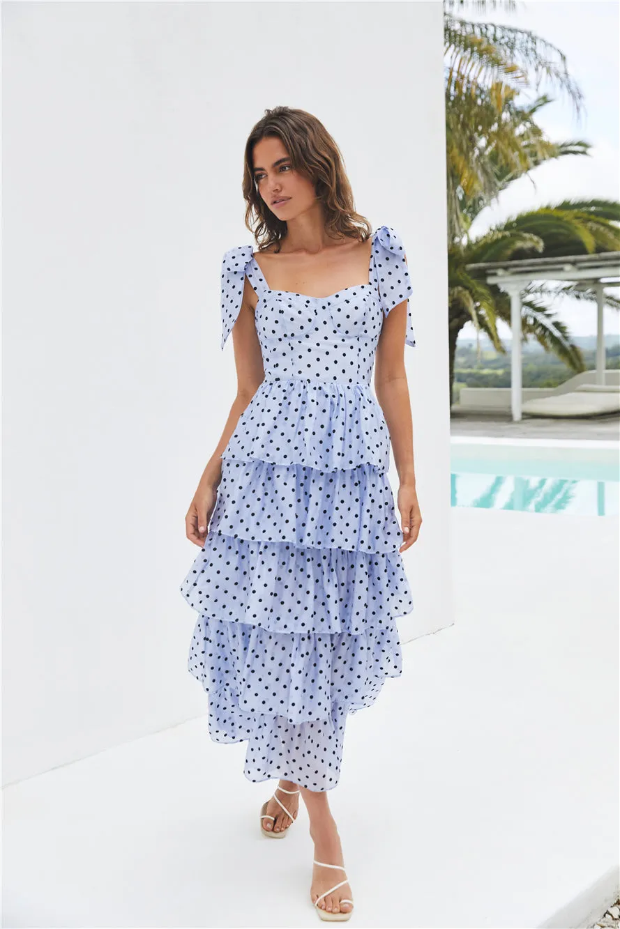 Mediterranean Muse Tiered Midi Dress Blue sold by Fortunate One product image thumbnail 3