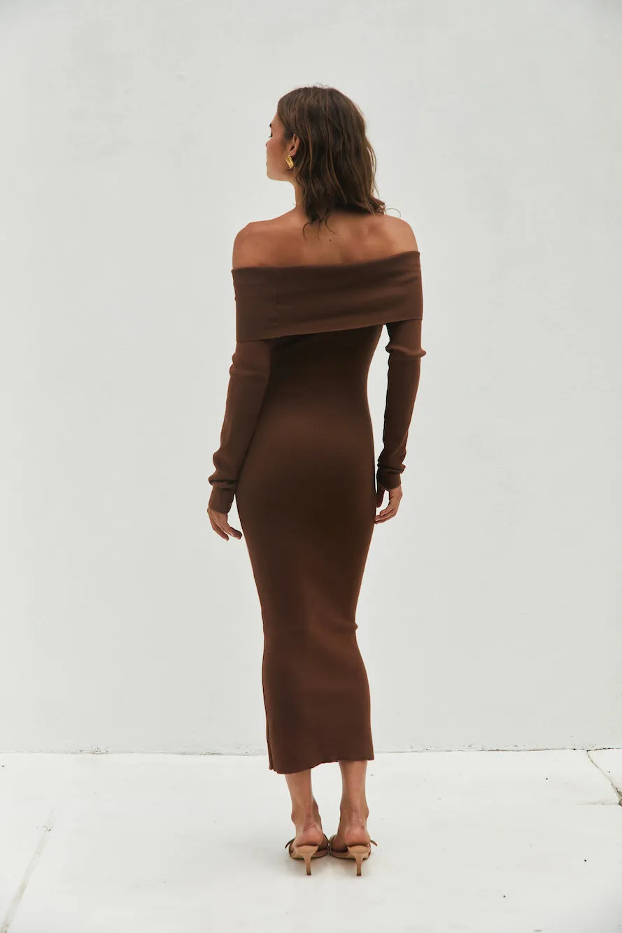 Serena Knit Maxi Dress Brown sold by Fortunate One product image thumbnail 2