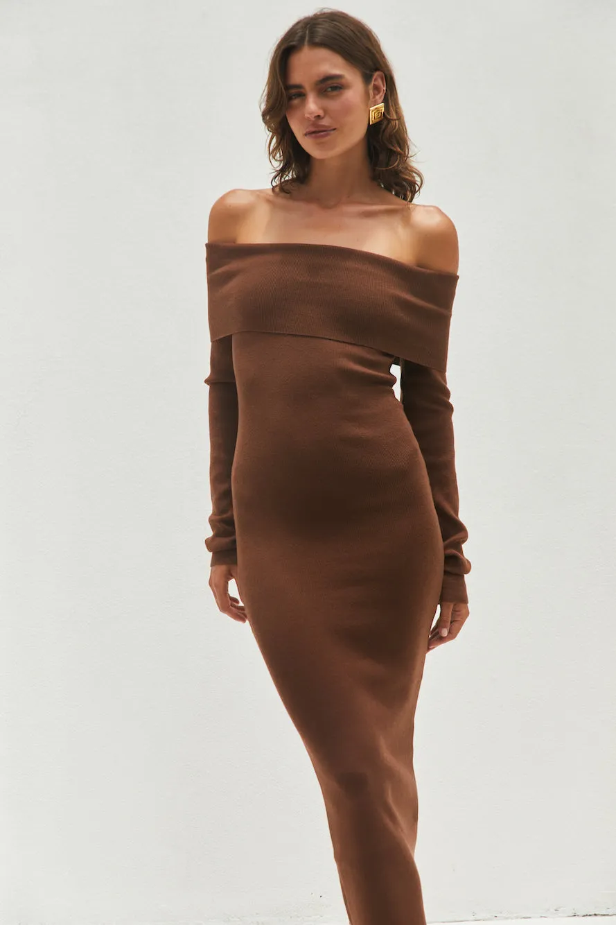 Serena Knit Maxi Dress Brown sold by Fortunate One product image thumbnail 3