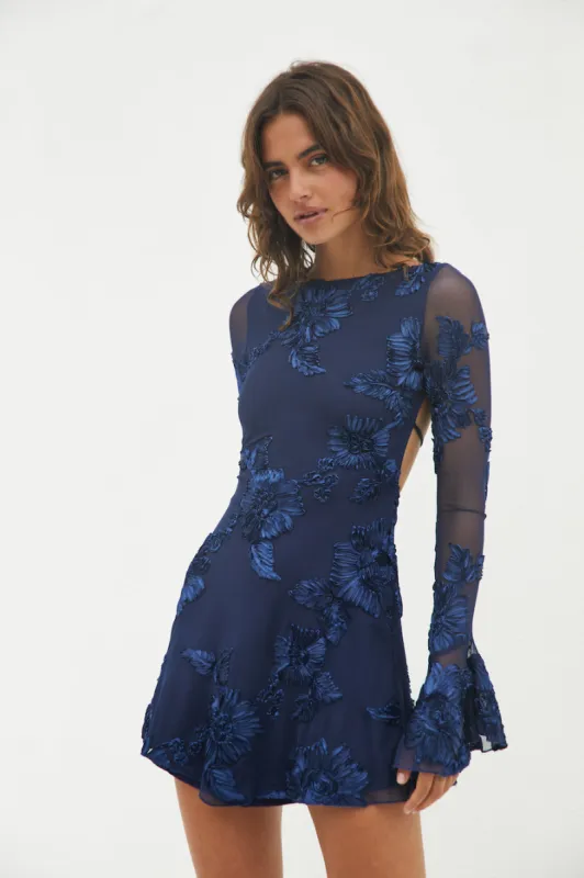 Celeste Mini Dress Navy sold by Fortunate One