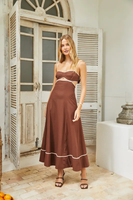 Sienna Breeze Maxi Dress Chocolate Beige sold by Fortunate One