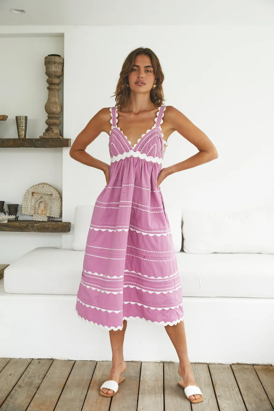 Summer Soirée Midi Dress Pink sold by Fortunate One