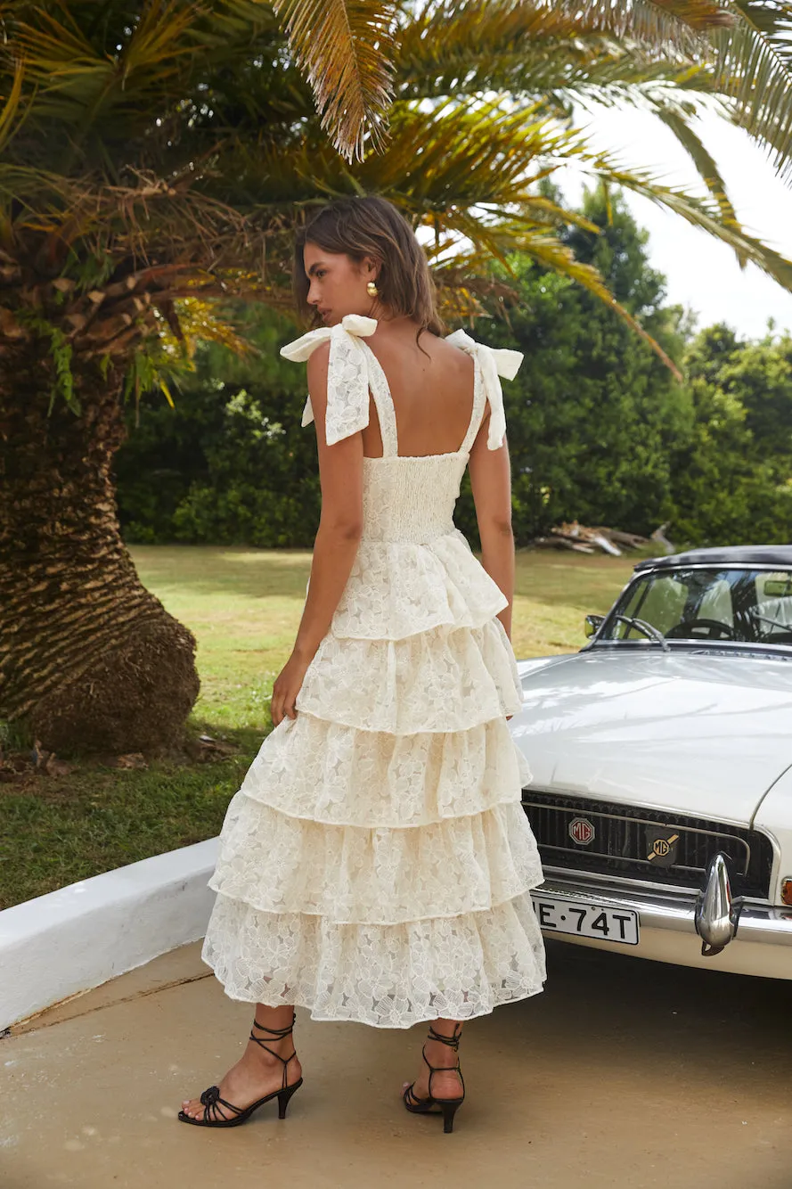 Mediterranean Muse Tiered Midi Dress Ivory sold by Fortunate One product image thumbnail 2