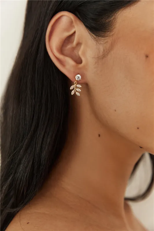 18K Gold Plated Sweet Leaves Earrings Gold sold by Fortunate One
