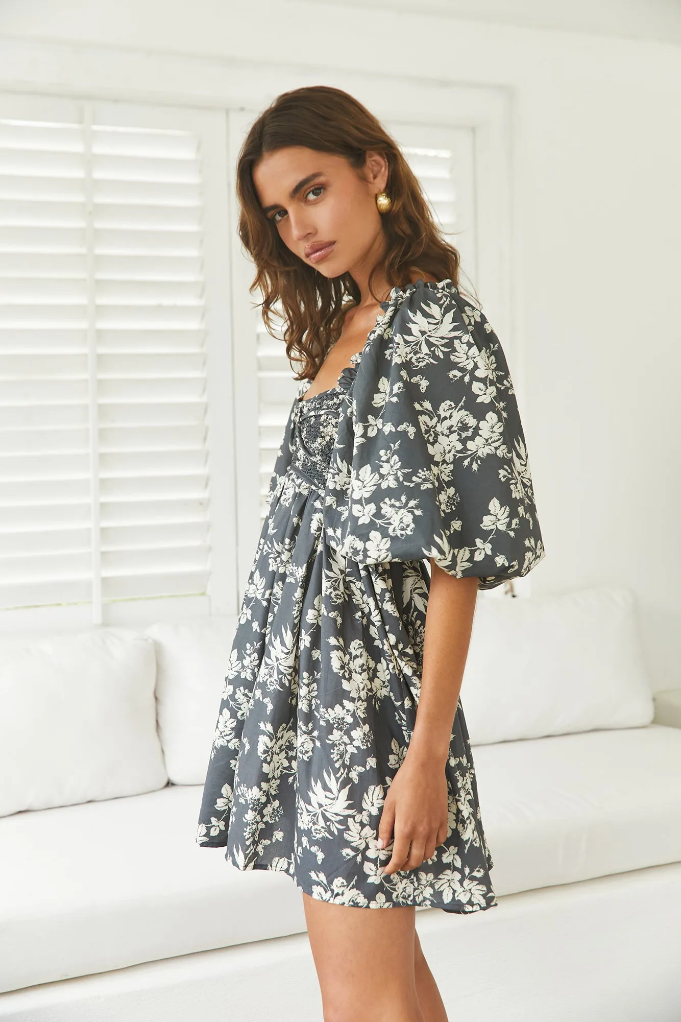 Secret Garden Mini Dress Gray sold by Fortunate One product image thumbnail 4