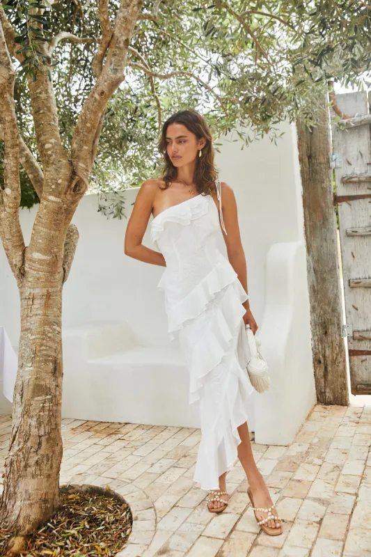 Ocean Melody Midi Dress White sold by Fortunate One