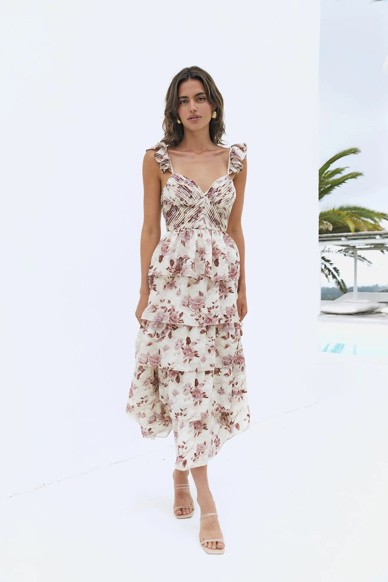 Florienne Tiered Midi Dress Mauve sold by Fortunate One