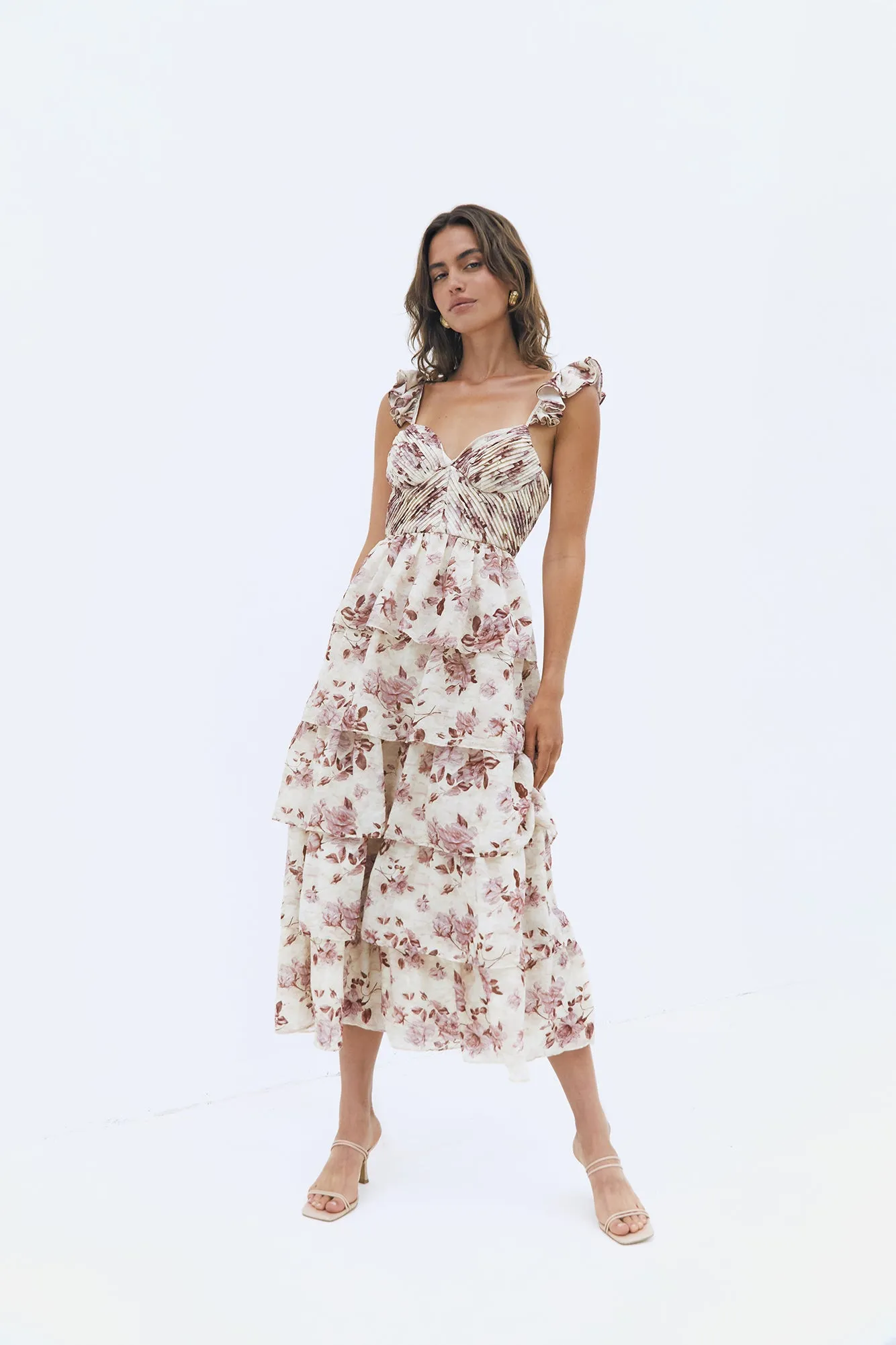 Florienne Tiered Midi Dress Mauve sold by Fortunate One product image thumbnail 3