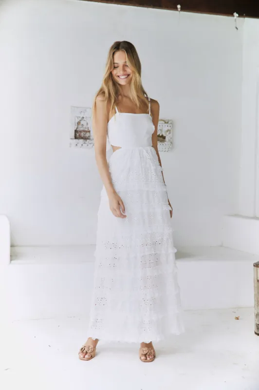 Spirit Flourish Maxi Dress White sold by Fortunate One